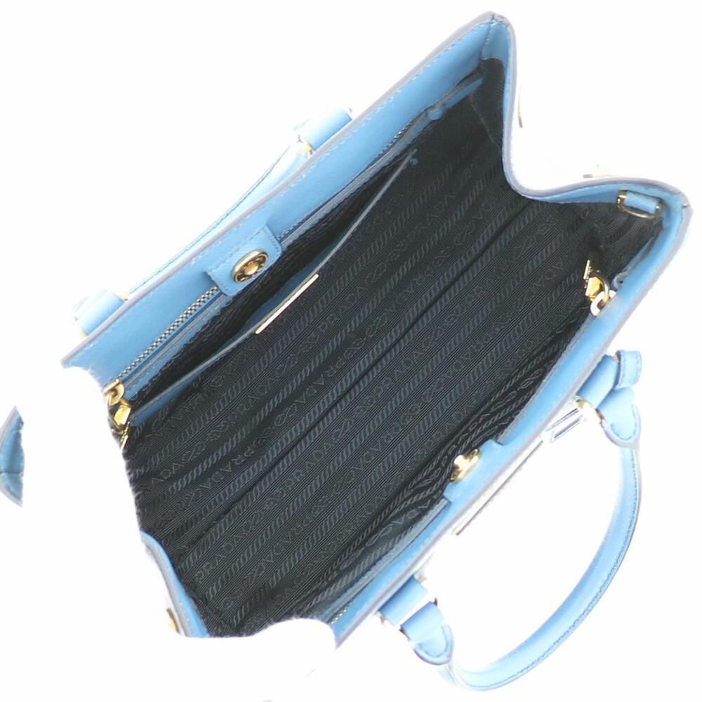 PRADA Saffiano Handbag Shoulder Bag Leather Blue - Picture 6 of 6